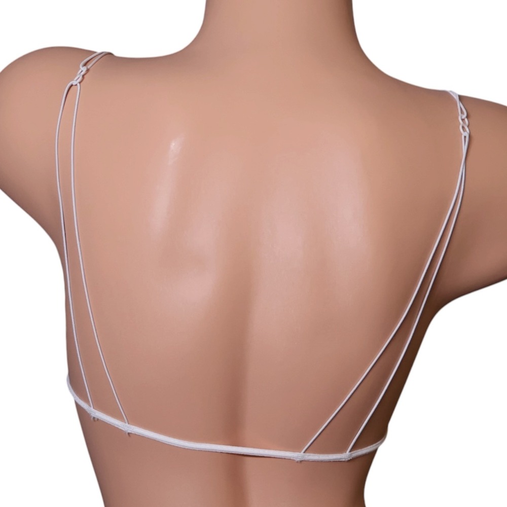 Intimately Free People White Triangle Bralette Ring Detail Strappy Back XS/S - Picture 2 of 2